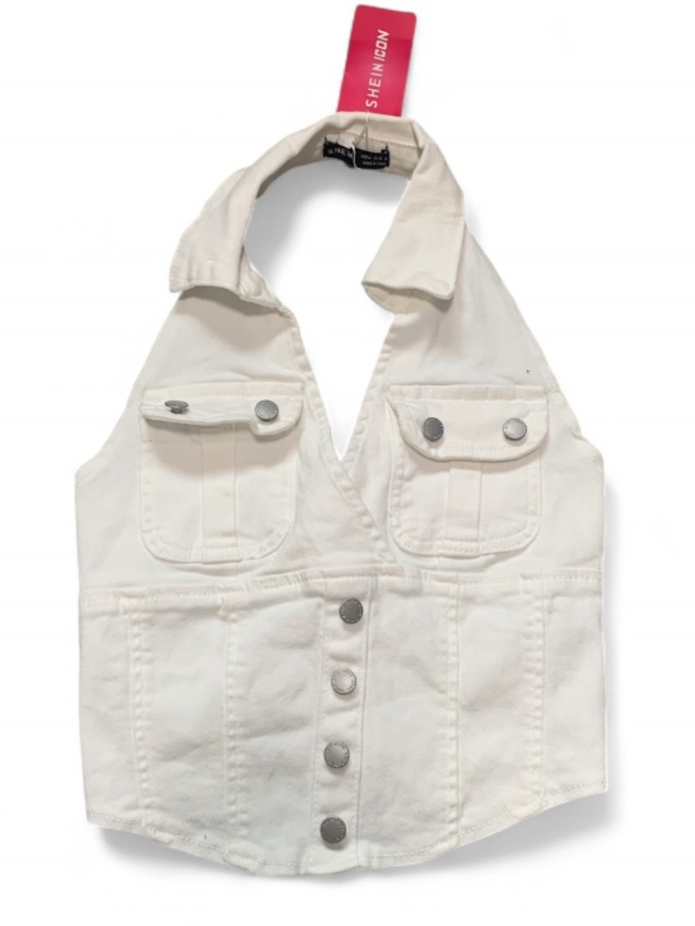 NWT Shein Icon White Denim Halter Tank Top